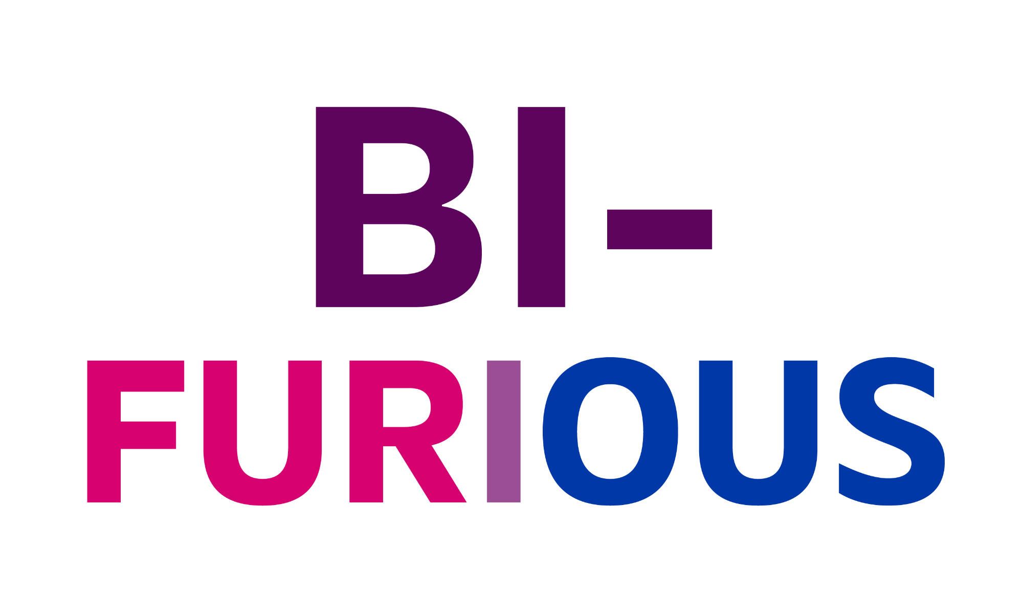Bi-Furious logo in shades of purple, pink, and blue